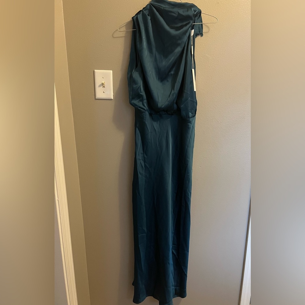 Petal & Pup Teal One-Shoulder Maxi Dress